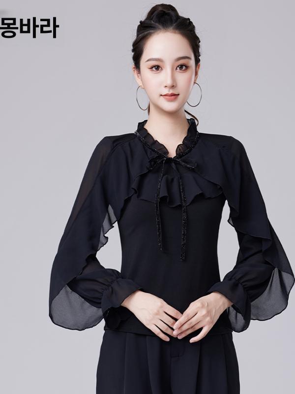 라인 댄스복 방송댄스의상 스포츠 상의 라틴 여름 스커트 에어로빅 피트니스웨어 - 상세 이미지 2