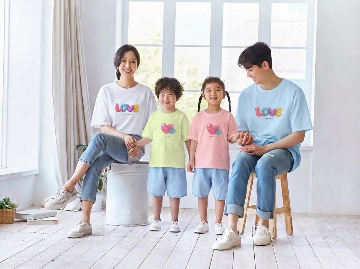 몽피마피 솜사탕 가족티 패밀리룩 돌촬영 여행 사진의상 반팔 맨투맨 이미지 6