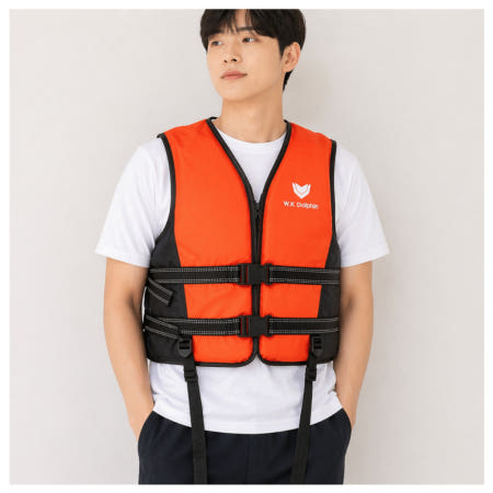 협력업체 워터파크 성인 남자 구명조끼 물놀이 캐리비안베이 L 오렌지+블랙