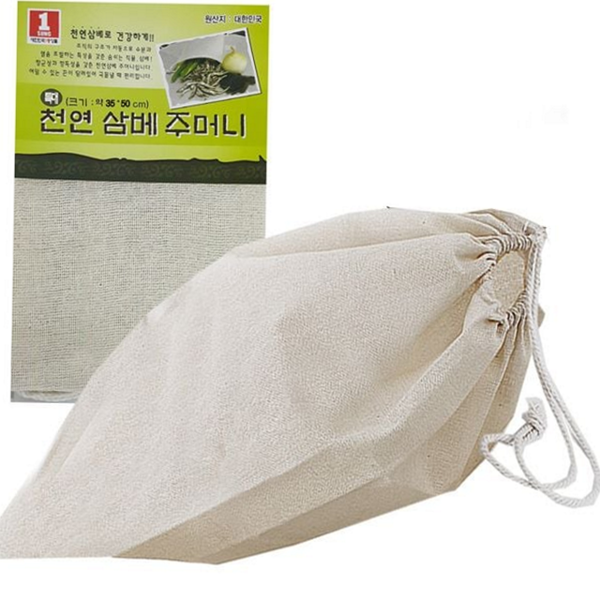 음식용 삼베 주머니 조리용 천연 삼베 주머니 특대형 국산 - 상품 이미지