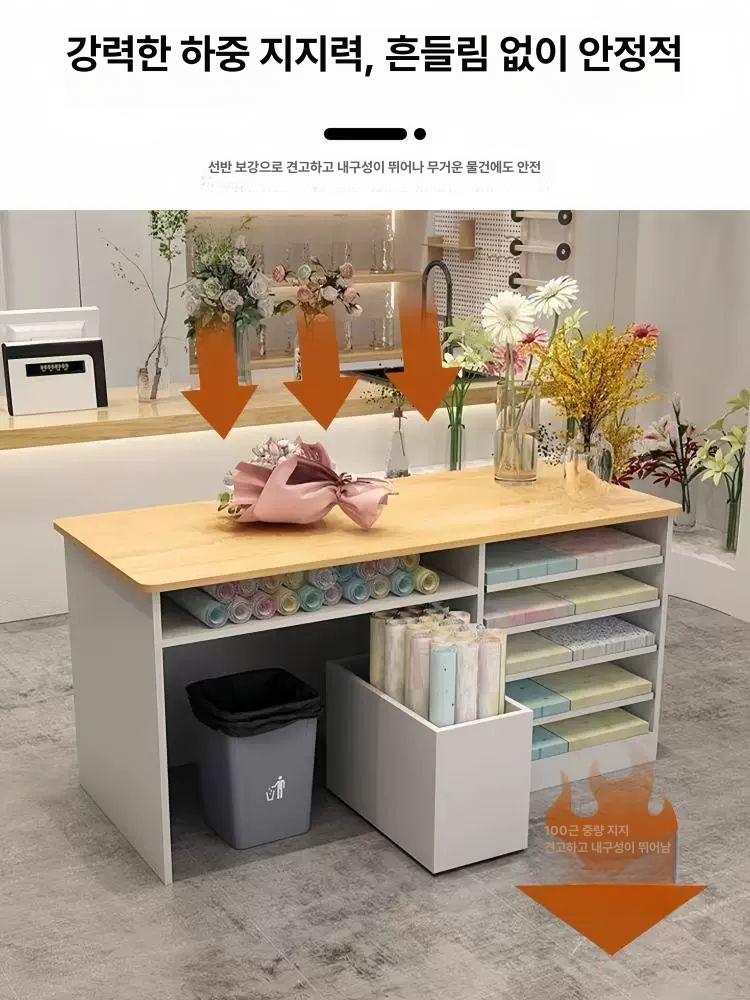 꽃집 작업대 선반 식탁 포장대 리본 받침대 수납장 상품 공방 포장지 흙갈이 월넛 화분 - 상세 이미지 2