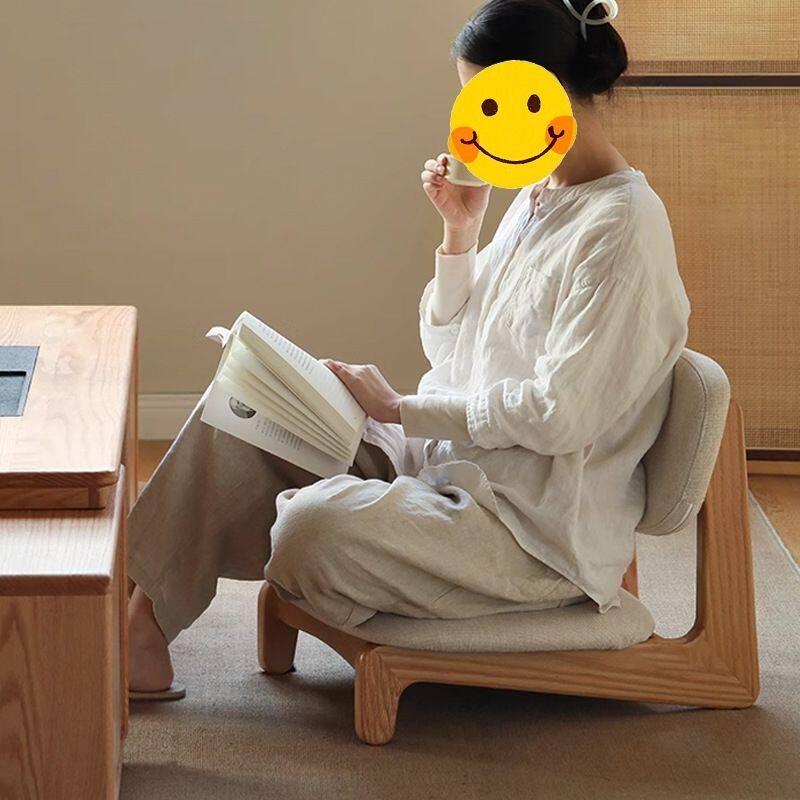 좌식 등받이의자 원목 다다미 일본식 일식집 스툴 바닥 소형 다도 의자 쿠션 우드 카페 - 상세 이미지 2