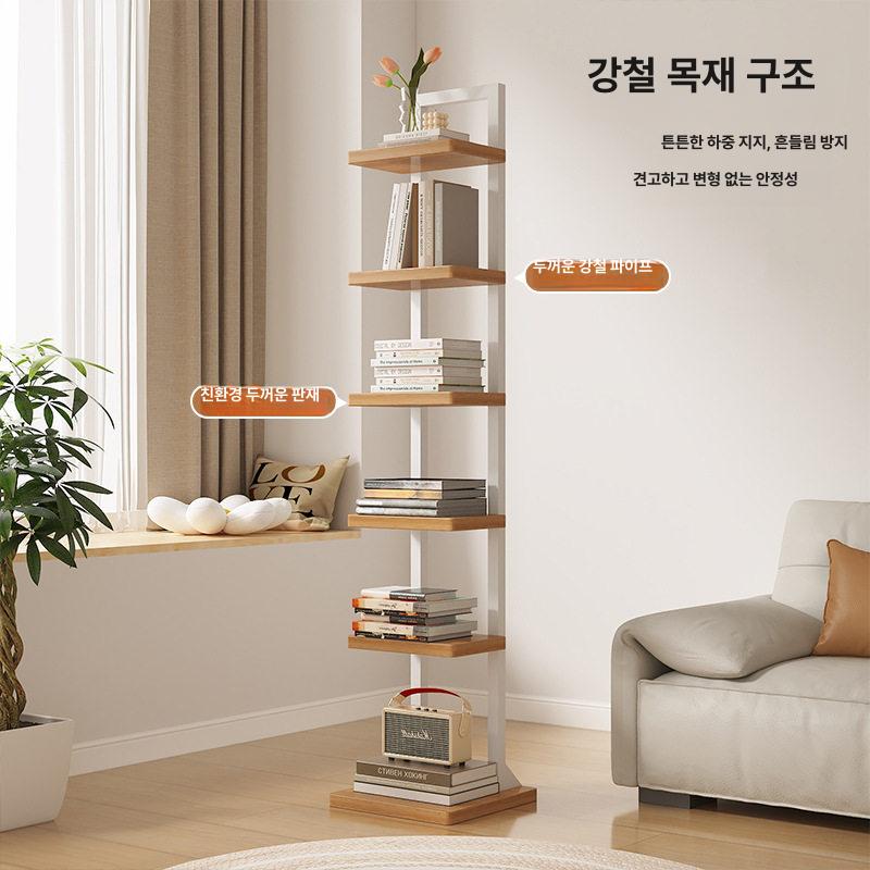 얇은책장 원목 선반장 수납 벽걸이 인테리어 수납장 벽선반 선반 북타워 미니 틈새 장식장 - 상세 이미지 2