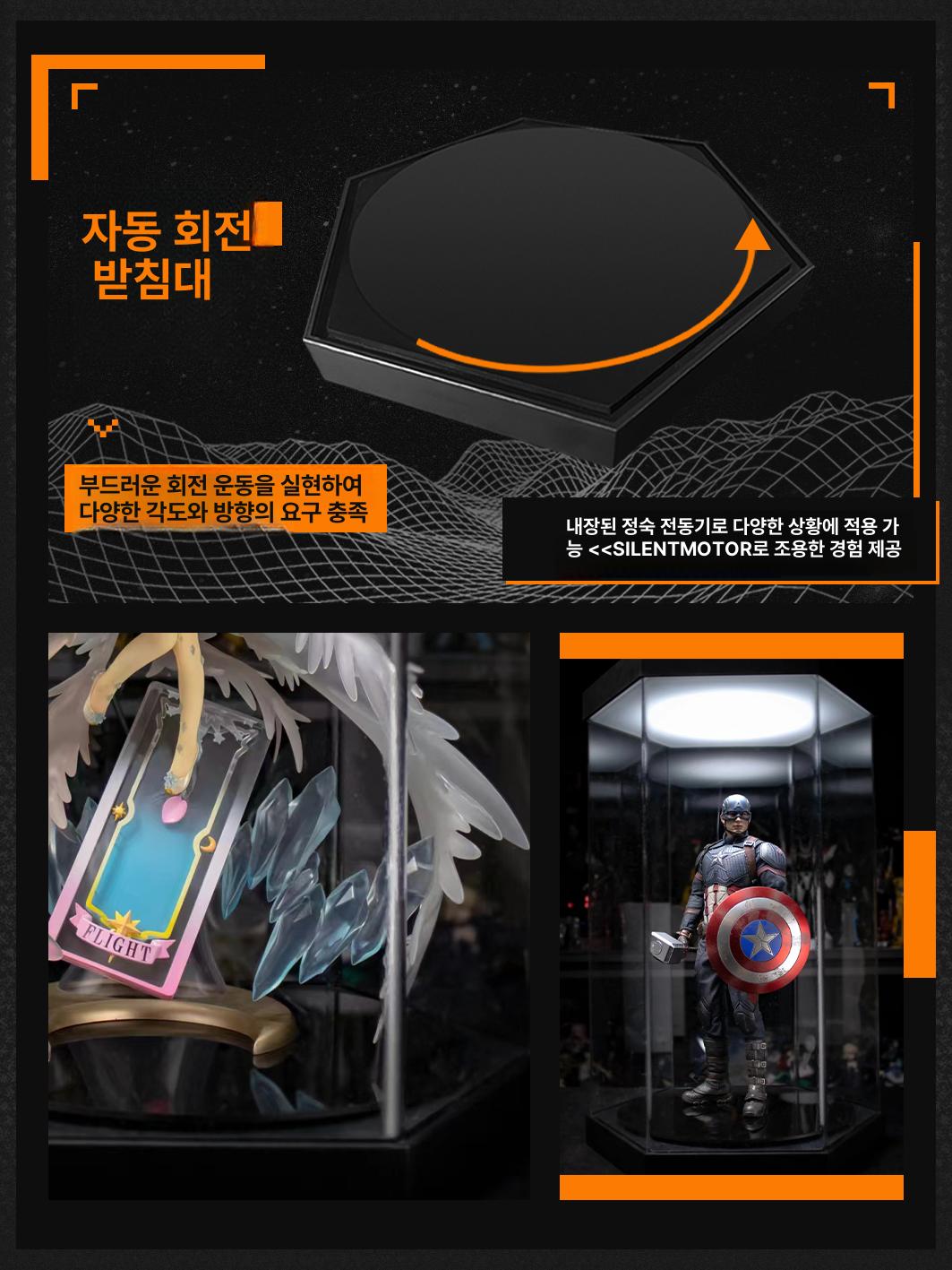 회전 피규어장 LED 육각 쇼케이스 무대 조명 아크릴박스 램프 - 상세 이미지 4