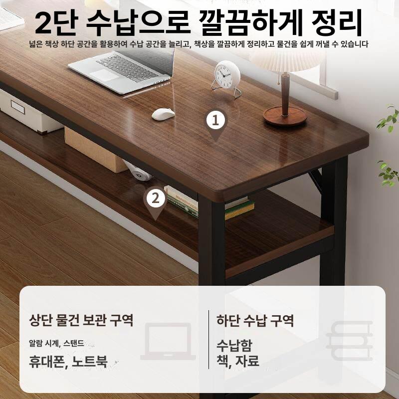 간이 책상 원목 공간분리 공부 활용 테이블 엔틱 사무실 데스크 서재 원룸 접이식 이동식 - 상세 이미지 3