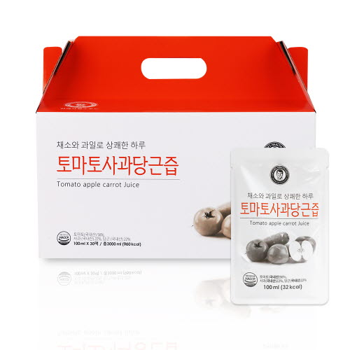김재식헬스푸드 저온착즙100% 국내산 토마토 사과 당근즙 100ml 30팩 1박스 - 상세 이미지 4