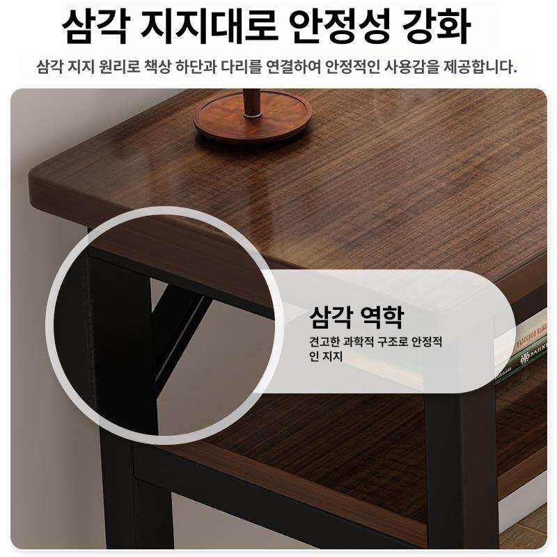 간이 책상 원목 공간분리 공부 활용 테이블 엔틱 사무실 데스크 서재 원룸 접이식 이동식 - 상세 이미지 4