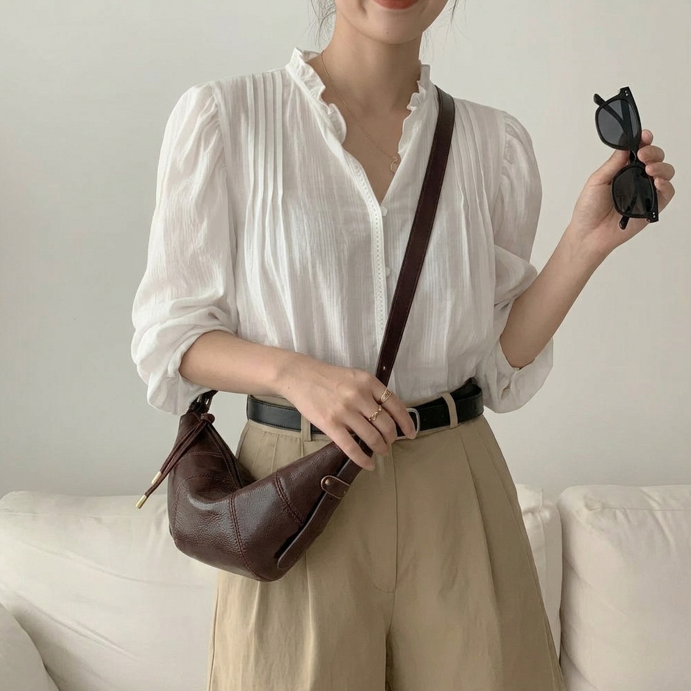 제이바바 소가죽 크로와상백 반달 데일리 여행용 크로스백 이미지 7