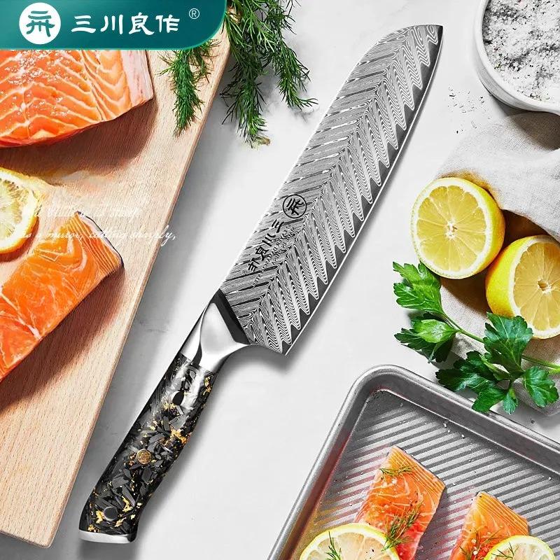 핸드메이드 단조 다마스커스 산도쿠 식도 전문가 요리용 주방칼 - 상세 이미지 2