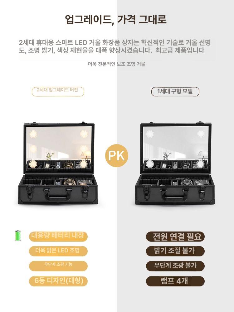 출장 메이크업박스 조명 가방 뷰티케이스 캐리어 이동형 수납함 화장품보관 - 상세 이미지 3