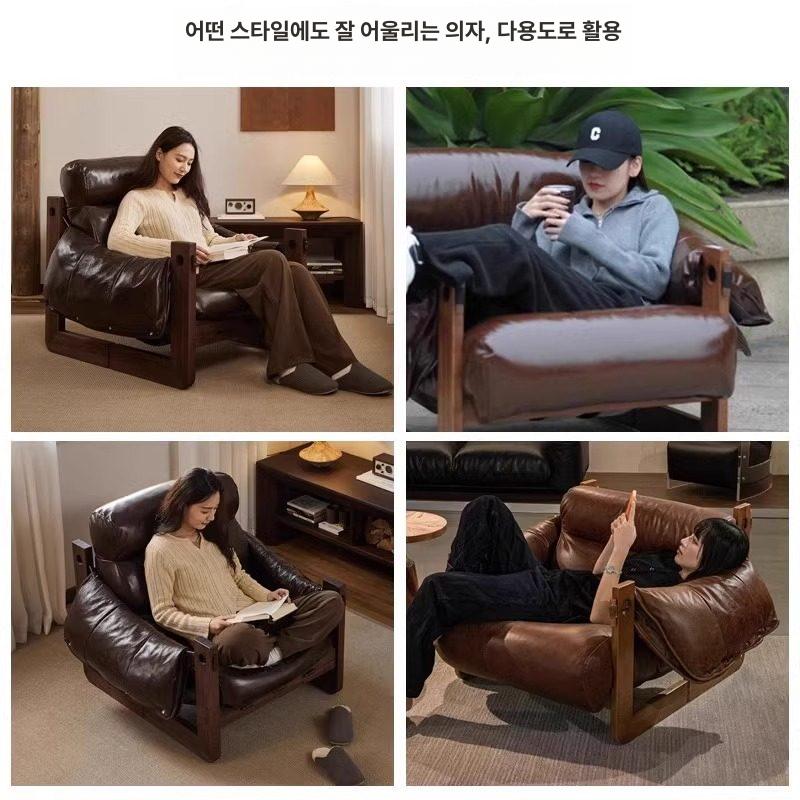 빈티지 암체어 1인소파 레트로 미국 카페 디자인 거실 프로방스 원목 쇼파 매장 의자 침실 - 상세 이미지 5