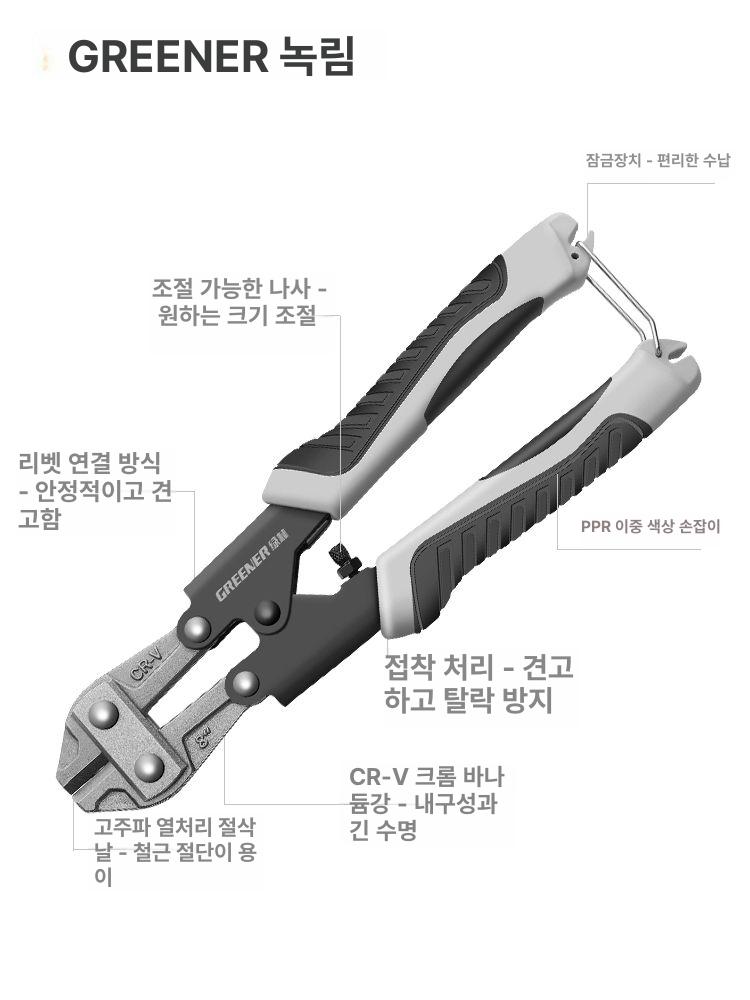 커터 커팅기 자물쇠 철망 와이어 절단기 케이블 볼트 컷팅 헤드 카터 공구 - 상세 이미지 5