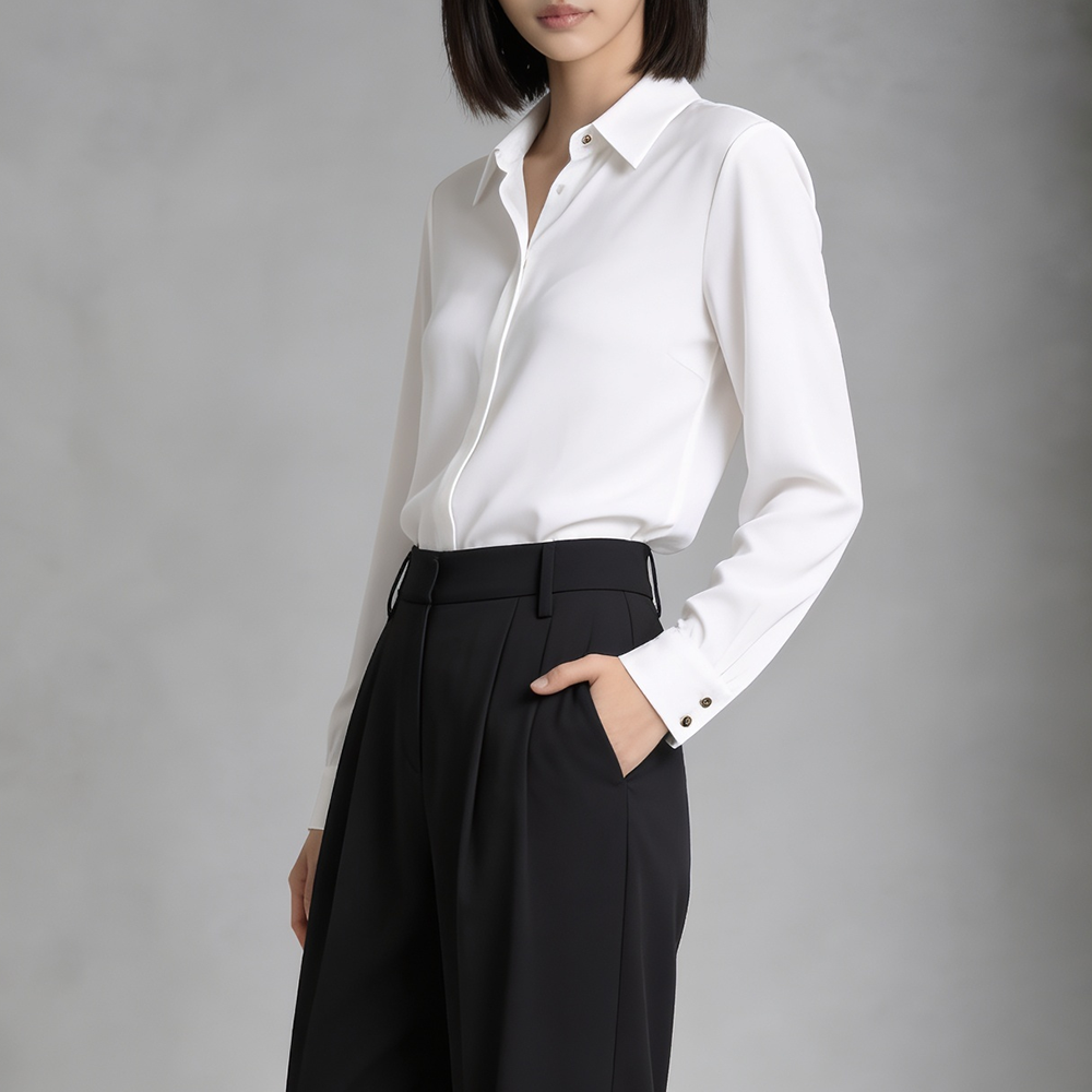 흰색블라우스 면접 결혼식 오픈카라 하객룩 출근룩 블라우스 이미지 3