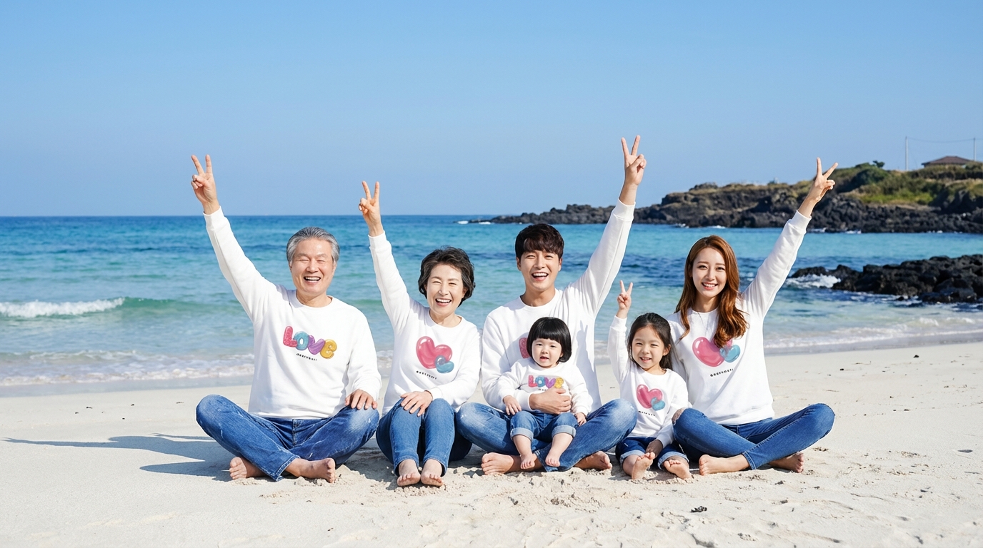 몽피마피 솜사탕 가족티 패밀리룩 돌촬영 여행 사진의상 반팔 맨투맨 - 상세 이미지 4