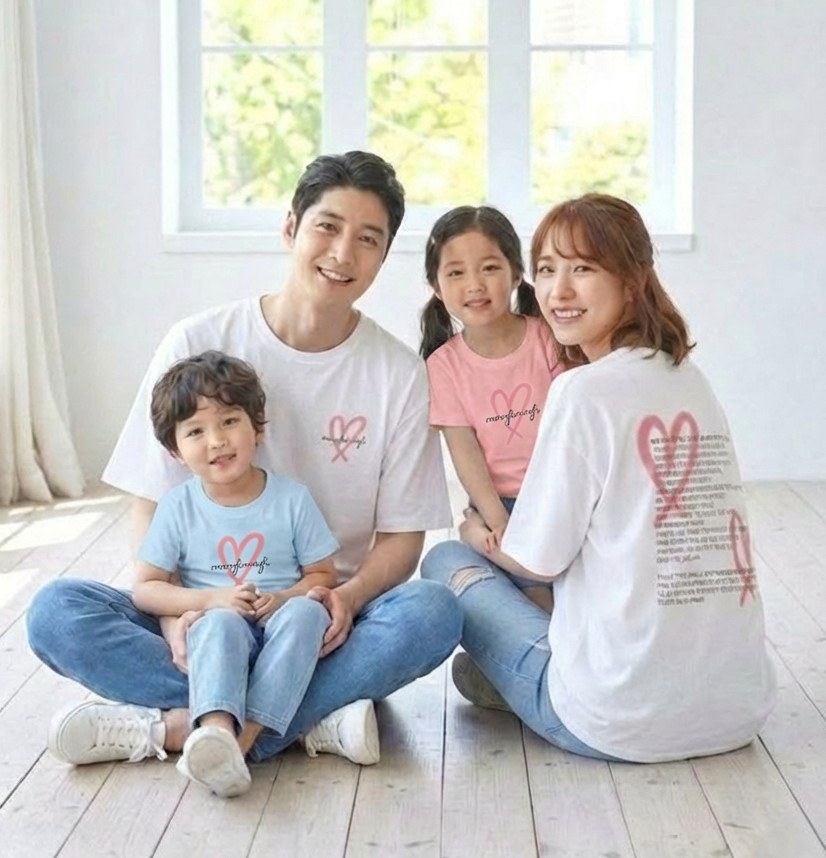 몽피마피 러브레터 가족티 패밀리룩 돌촬영 여행 사진의상 반팔 맨투맨 - 상세 이미지 2