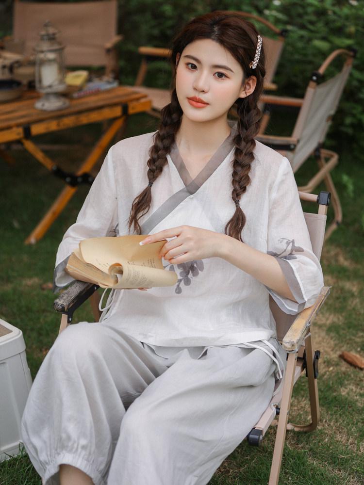 여름 생활한복 상의 저고리 린넨 단체복 법복 조끼 블라우스 개량한복 개량복 - 상세 이미지 5