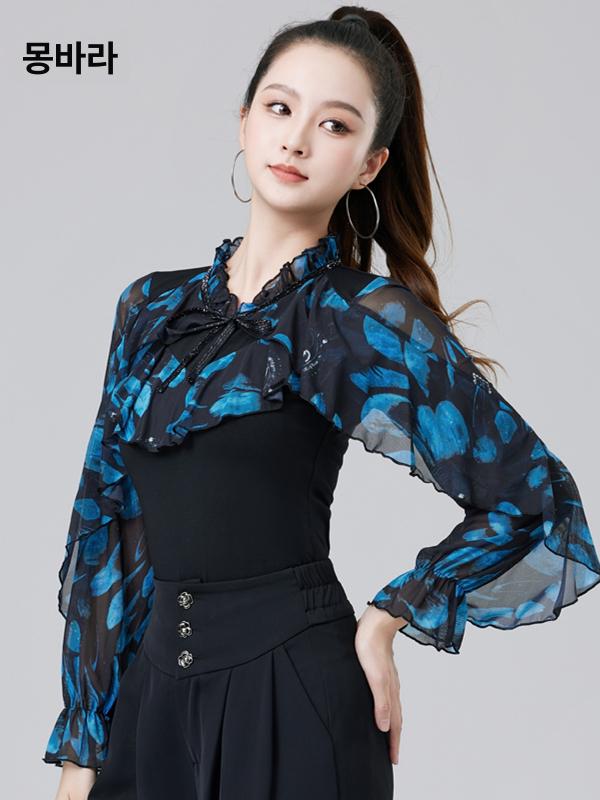 라인 댄스복 방송댄스의상 스포츠 상의 라틴 여름 스커트 에어로빅 피트니스웨어 - 상세 이미지 4