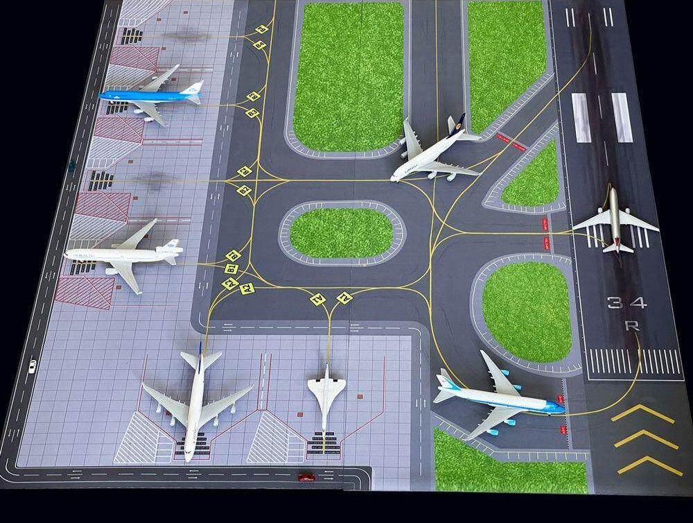 활주로 모형 모델 비행기 광택지 미니 필름 비행장 시리즈 라이트 공항 공항도로 고무 - 상품 이미지