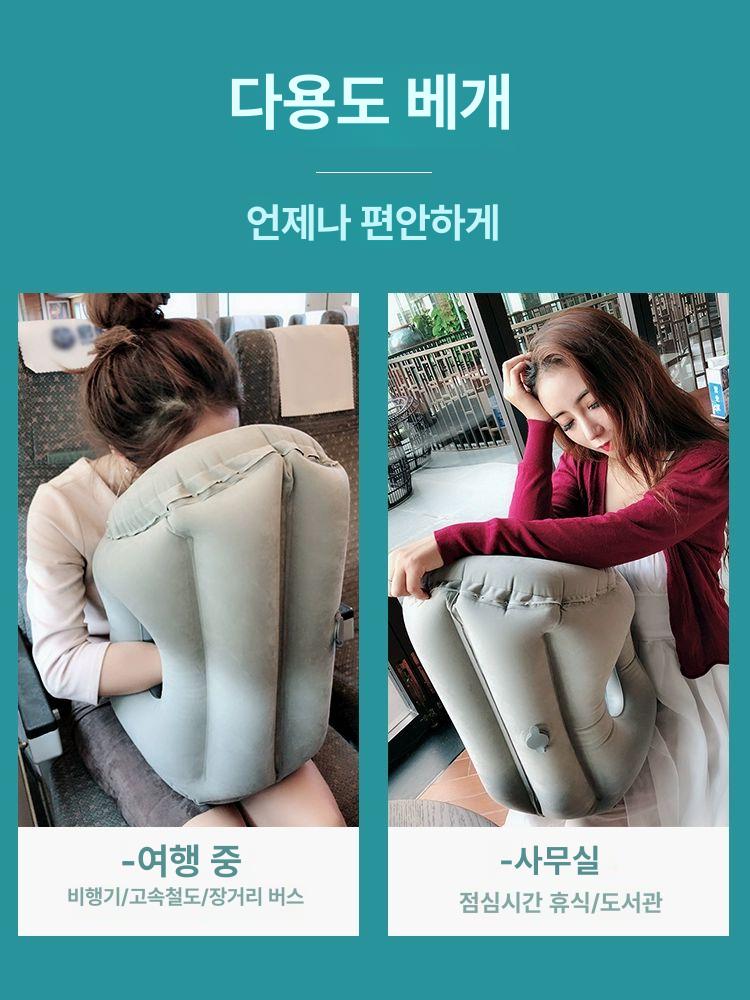 사무실 낮잠베개 에어쿠션 그레이 엎드려자는베개 엎드려자는베게 쿠션 기내용 여행 수면 - 상세 이미지 3