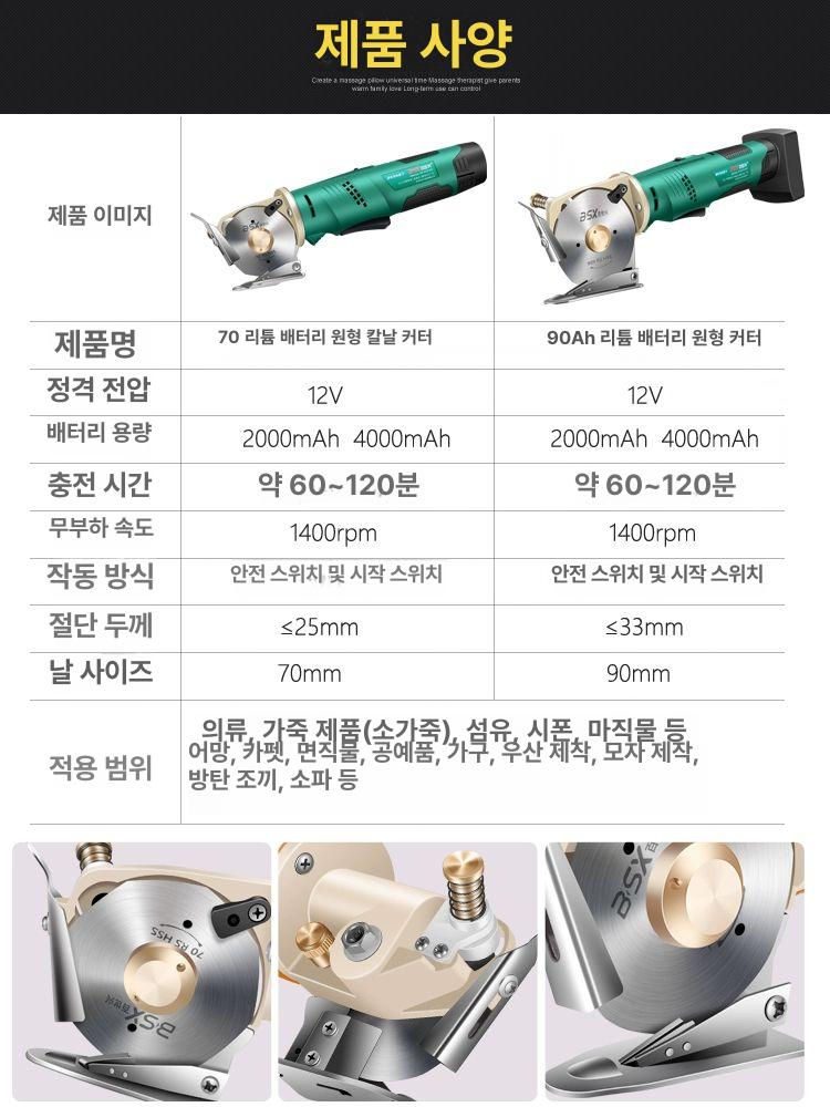원단재단기 핸드미싱 재단가위 피할기 세탁소 수선집 가죽 커팅기 수선 절단기 무선 원단 - 상세 이미지 3