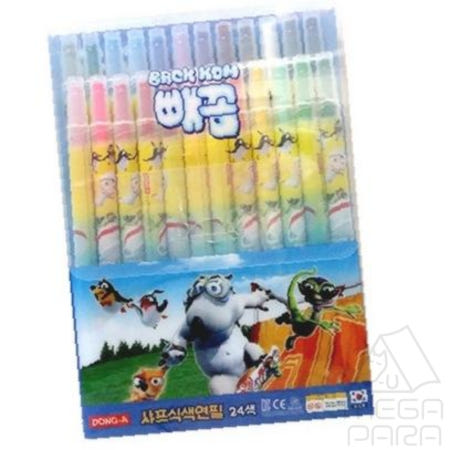 [MEGAPARA협력사]포다랑 동아 샤프식색연필 24색 남아 캐릭터 랜덤 그림그리기 채색도구