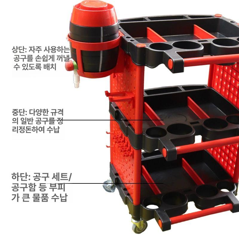 이동식 공구트롤리 세차 플라스틱 다기능 카트 복원샵 의자겸용 스툴 수납함 툴박스 - 상세 이미지 4