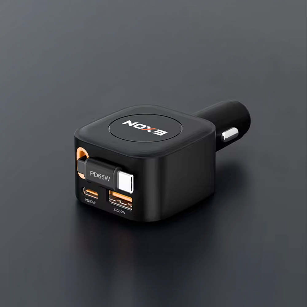 엑슨 차량용 릴타입 125W 시거잭 초고속 충전기 노트북 충전 PD65W 포트 EX-01 - 상세 이미지 4