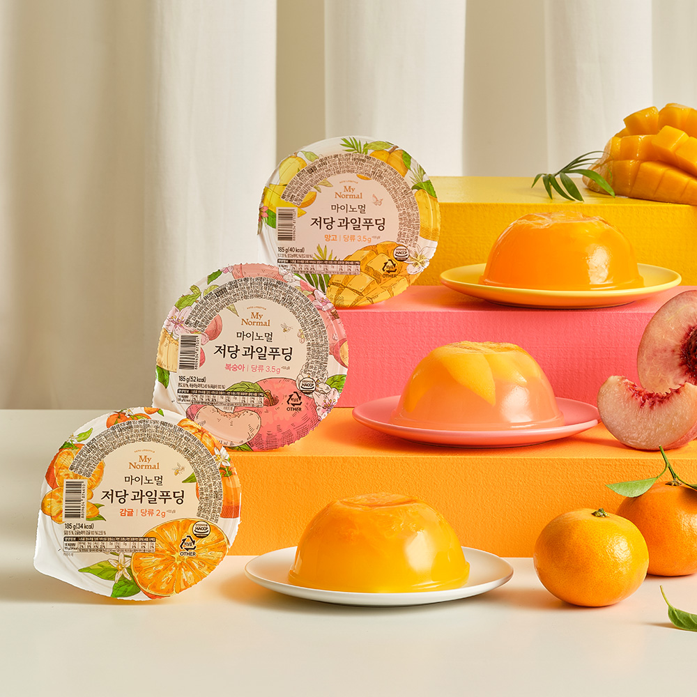 마이노멀 저당 과일푸딩 3종 6개입 (NEW! 감귤 / 망고/복숭아) 이미지 3