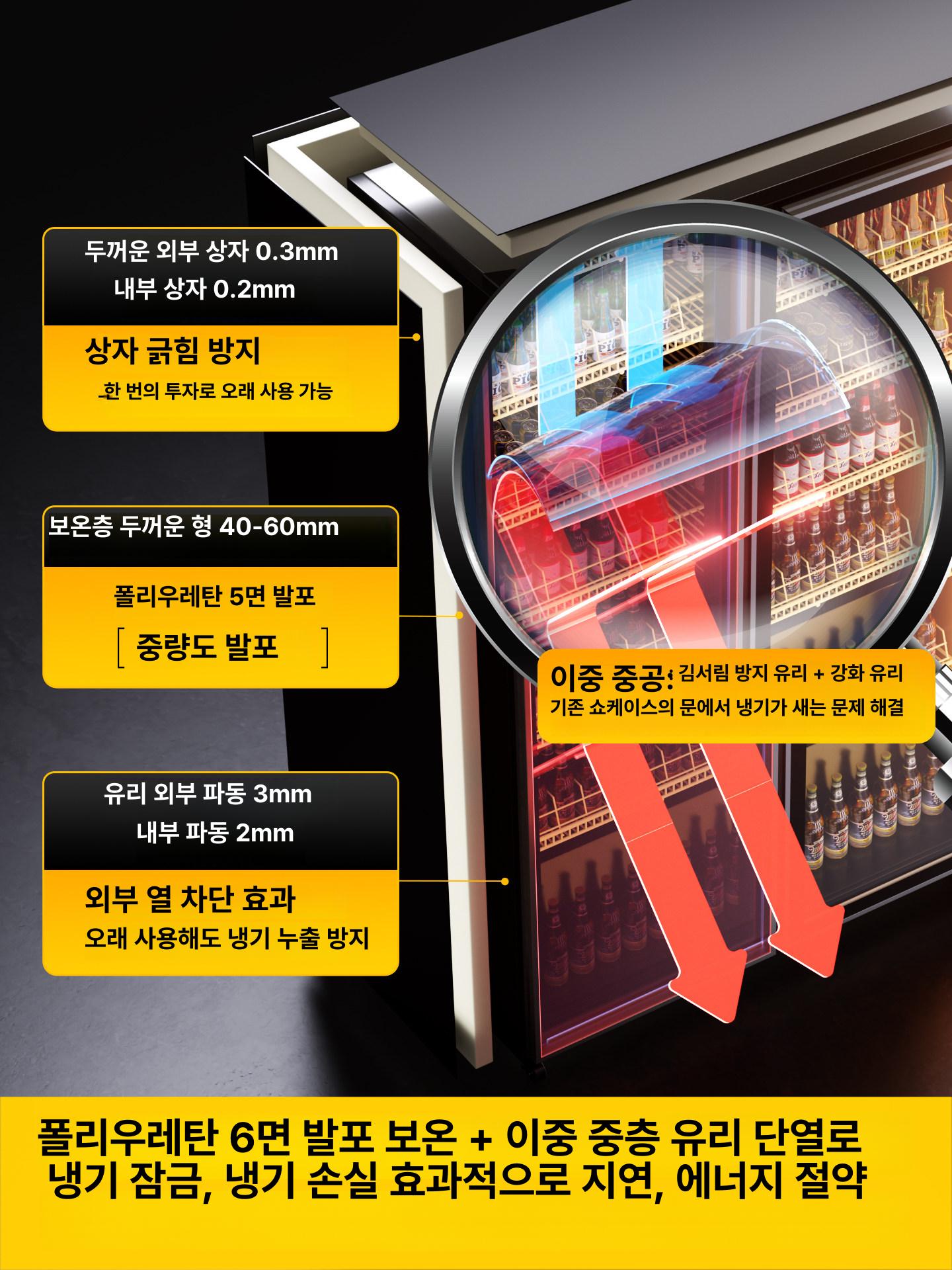 음료수 주류 맥주 냉장고 술 쇼케이스 업소용 카페 이중문 1000x600x1830 A - 상세 이미지 3