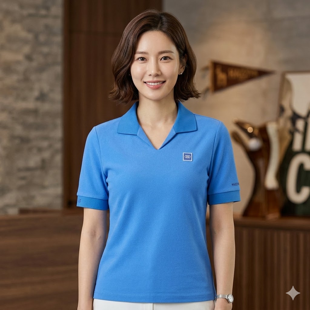 헤지스골프 여자 여름 골프웨어 스판 항균 UV차단 카라 골프 반팔티셔츠 - 상품 이미지