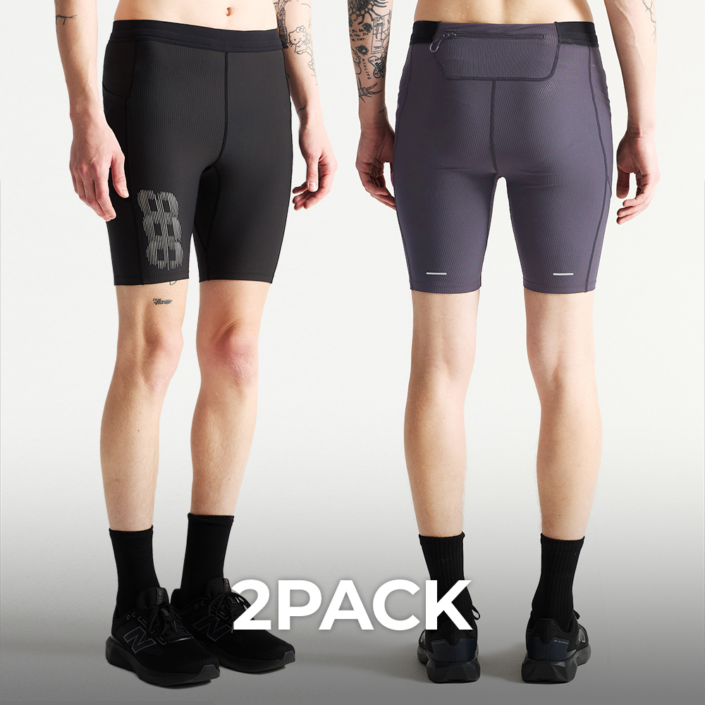 [2PACK] 컴프레션 멀티 포켓 맨즈 레깅스 5부 러닝 쇼츠 (2컬러) - 상품 이미지