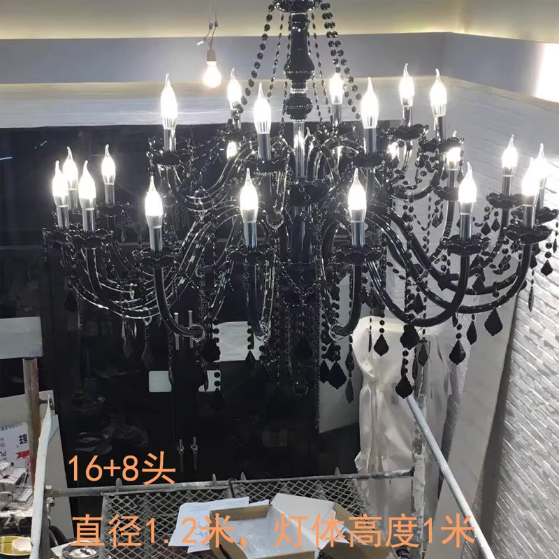 북유럽 샹들리에 조명 천장 크리스탈 인테리어 거실등 6헤드 블랙 펜던트 - 상세 이미지 3