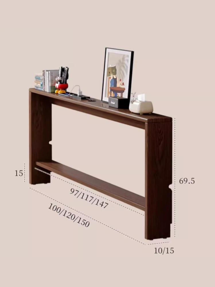 쇼파 뒤 틈새선반 침대 테이블 좁고긴 거실 수납장 라이트월넛 100x10x70 자가조립 - 상세 이미지 5