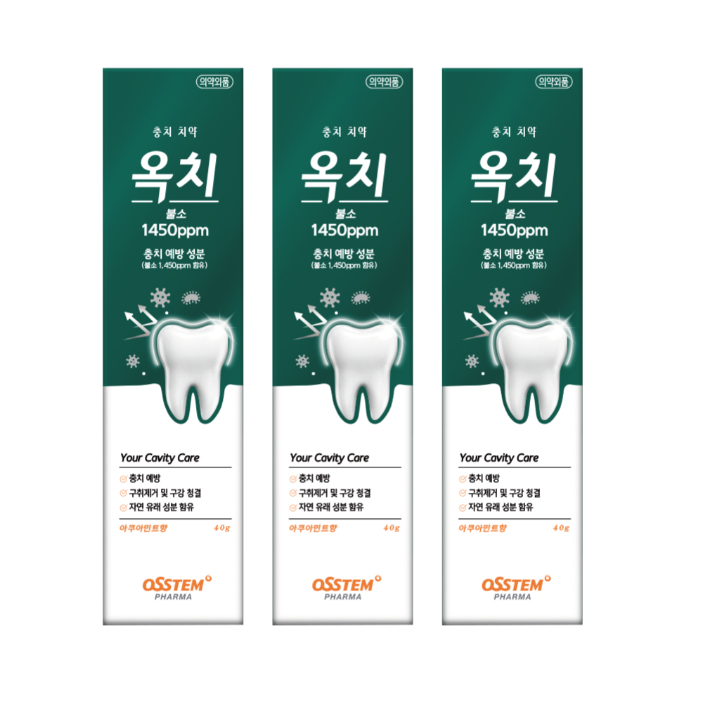 옥치 고불소 치약 1450ppm 미니치약 아쿠아민트향 충치예방 40g, 3개 - 상품 이미지