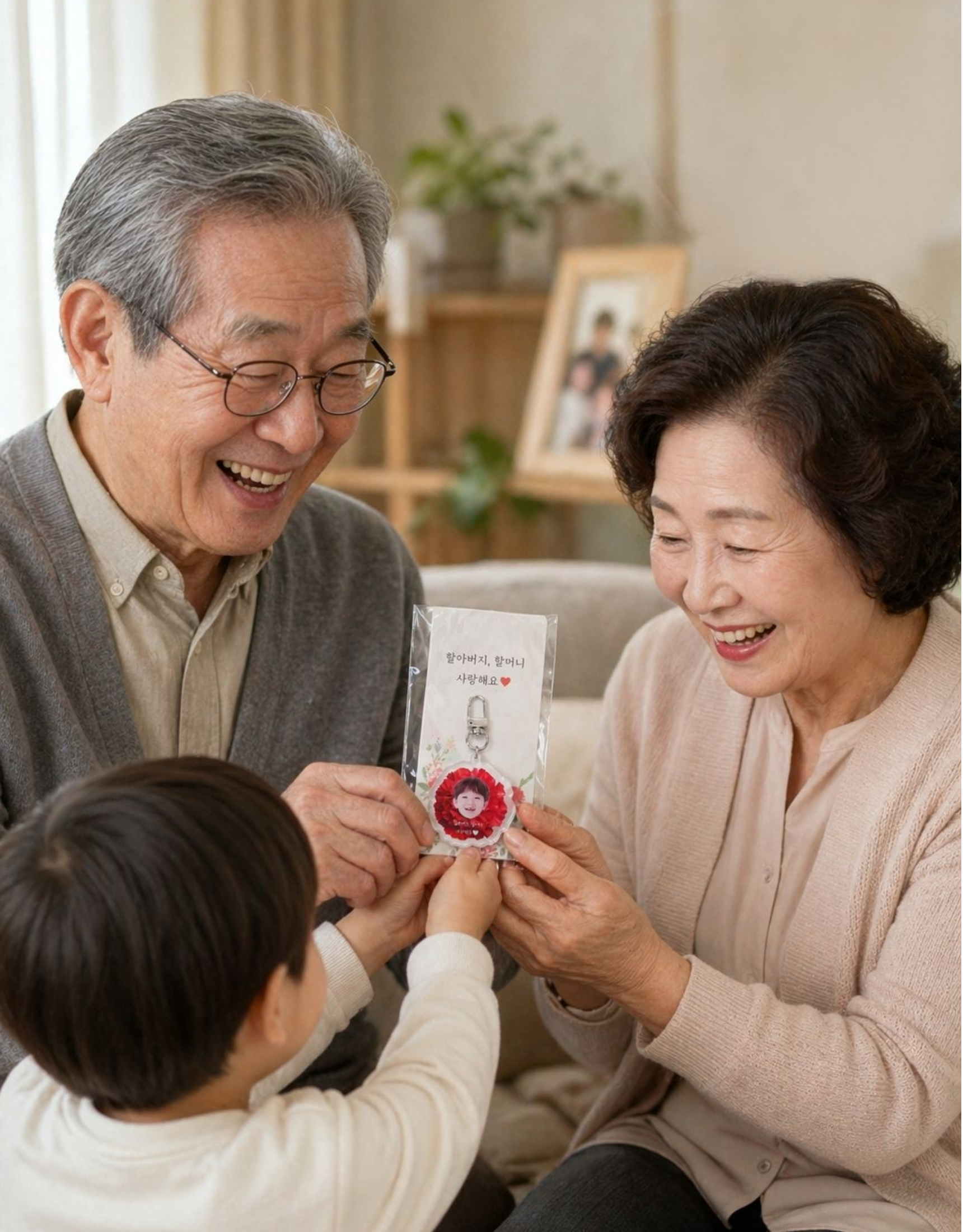 카네이션 포토 키링 스승의날 어버이날 부모님 선물 열쇠고리 아기얼굴 답례품 키홀더 - 상세 이미지 3