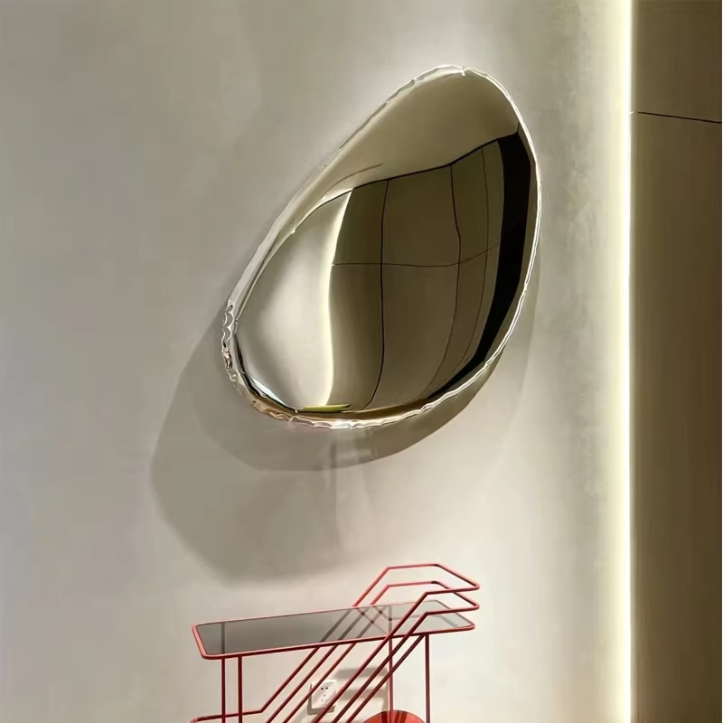 물방울 거울 스텐 모던 비정형 벽걸이 욕실 글라스 20x12cm - 상세 이미지 3