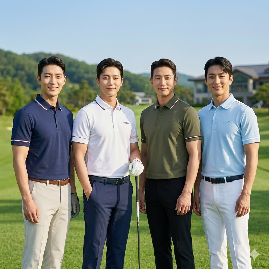 헤지스골프 여름 남성 골프웨어 데일리 캐쥬얼룩 스판 카라 반팔티셔츠 이미지 6