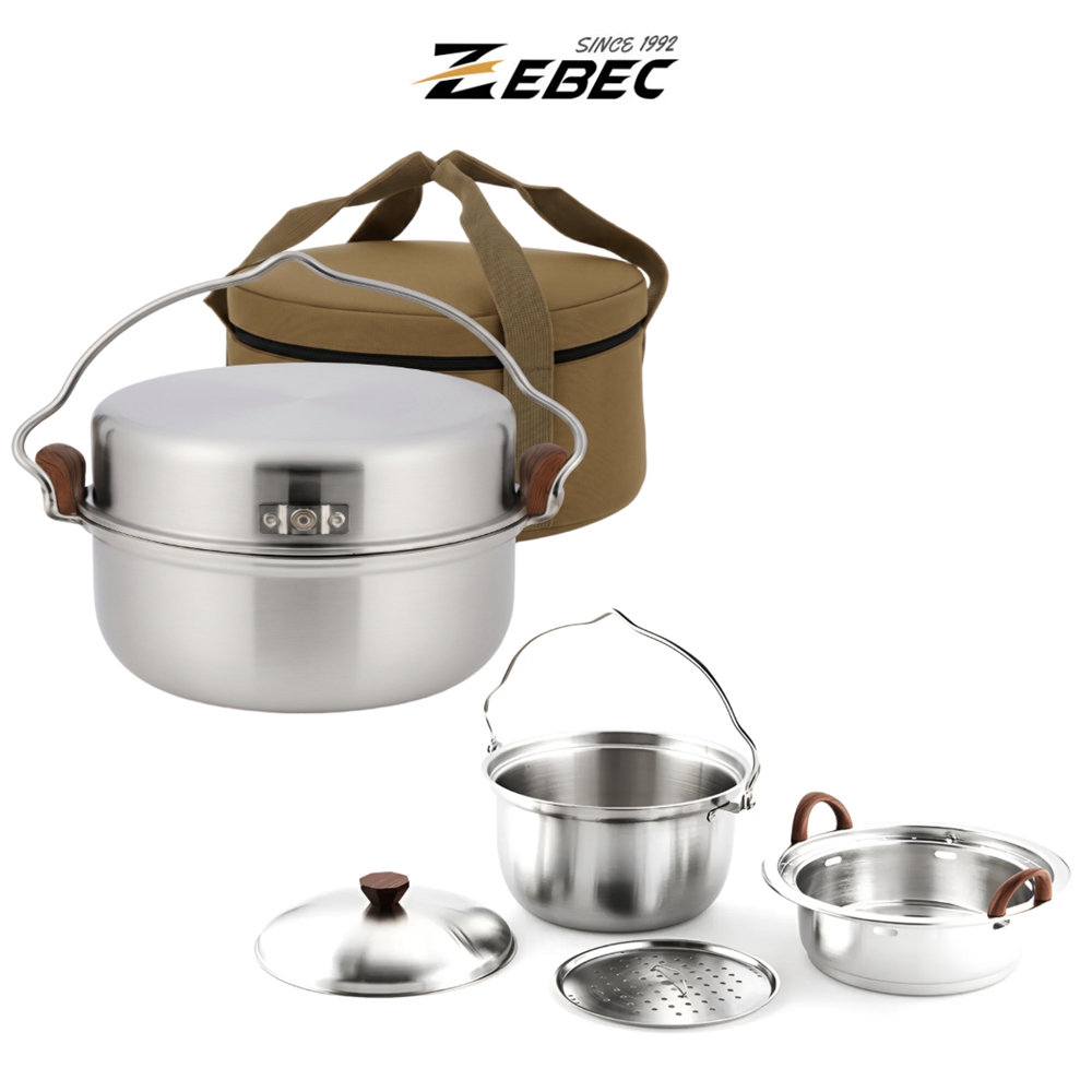 ZEBEC 투하프 웰빙쿠커 찜기 코펠 냄비 스텐 캠핑식기 통3중 - 상세 이미지 2