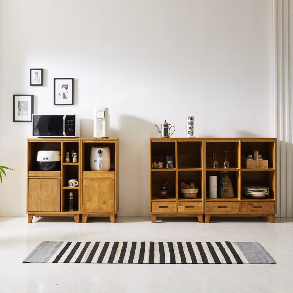 케니아 원목 정수기 커피머신 받침대 선반 그릇장 장식장 600x400x936mm, 2단, 고무나무월넛 - 상세 이미지 5