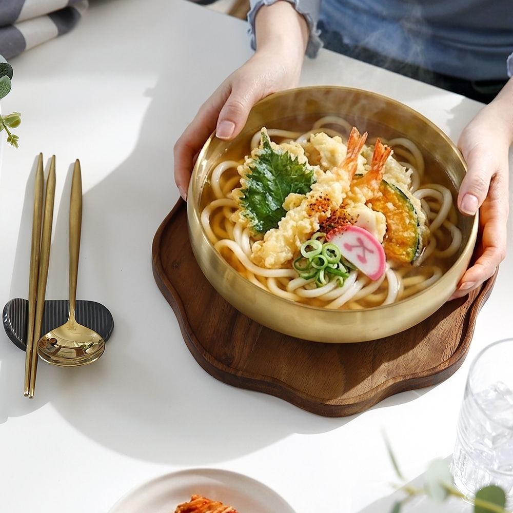 티타늄냉면기 콩국수 비빔밥 갈비탕 물회 냉면 그릇 라멘 라면기 우동기 21cm, 이중진공 골드 - 상세 이미지 4