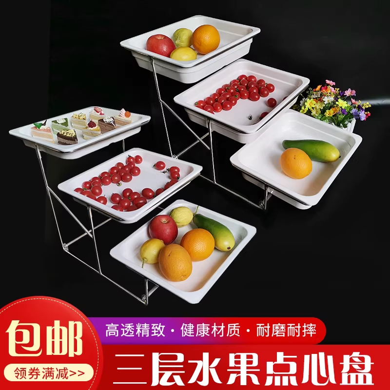 빵진열트레이 뚜껑 쟁반 카페 베이커리 뷔페 2단 쿠키 2단 2cm 크림화이트 접시 - 상세 이미지 2