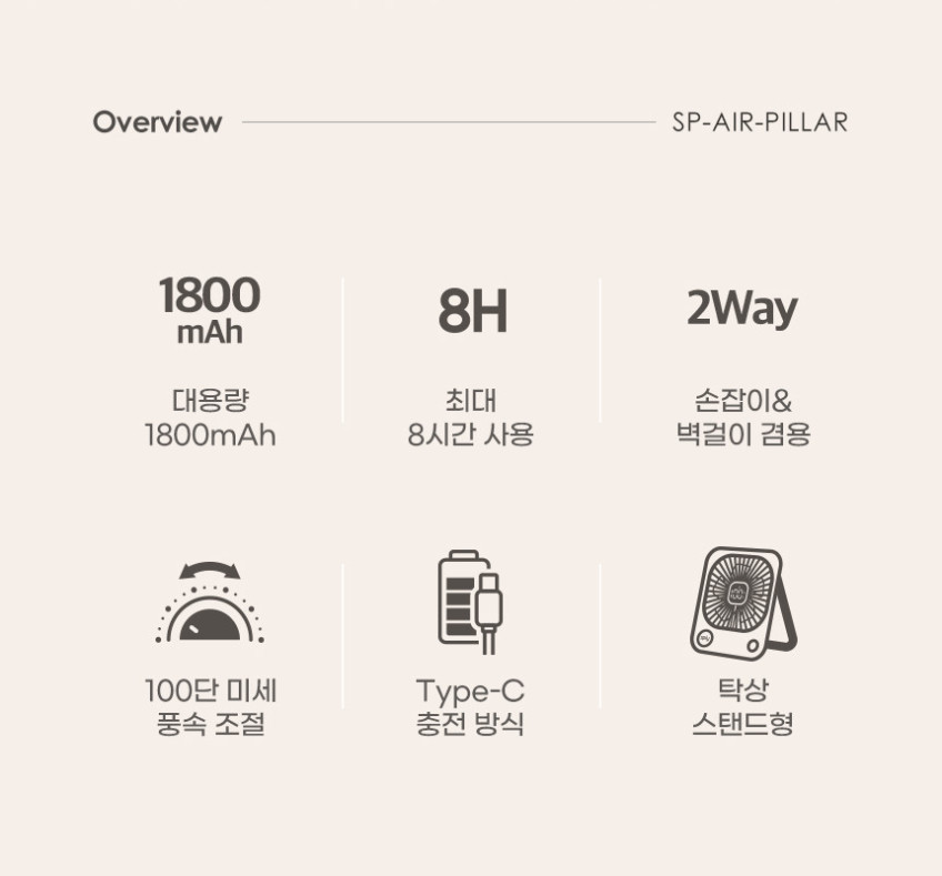 스플리 에어필러 미니 탁상용 테이블 캠핑용 USB 슬림 사무실 저소음 무선 선풍기 판매처 상세 정보 이미지 4