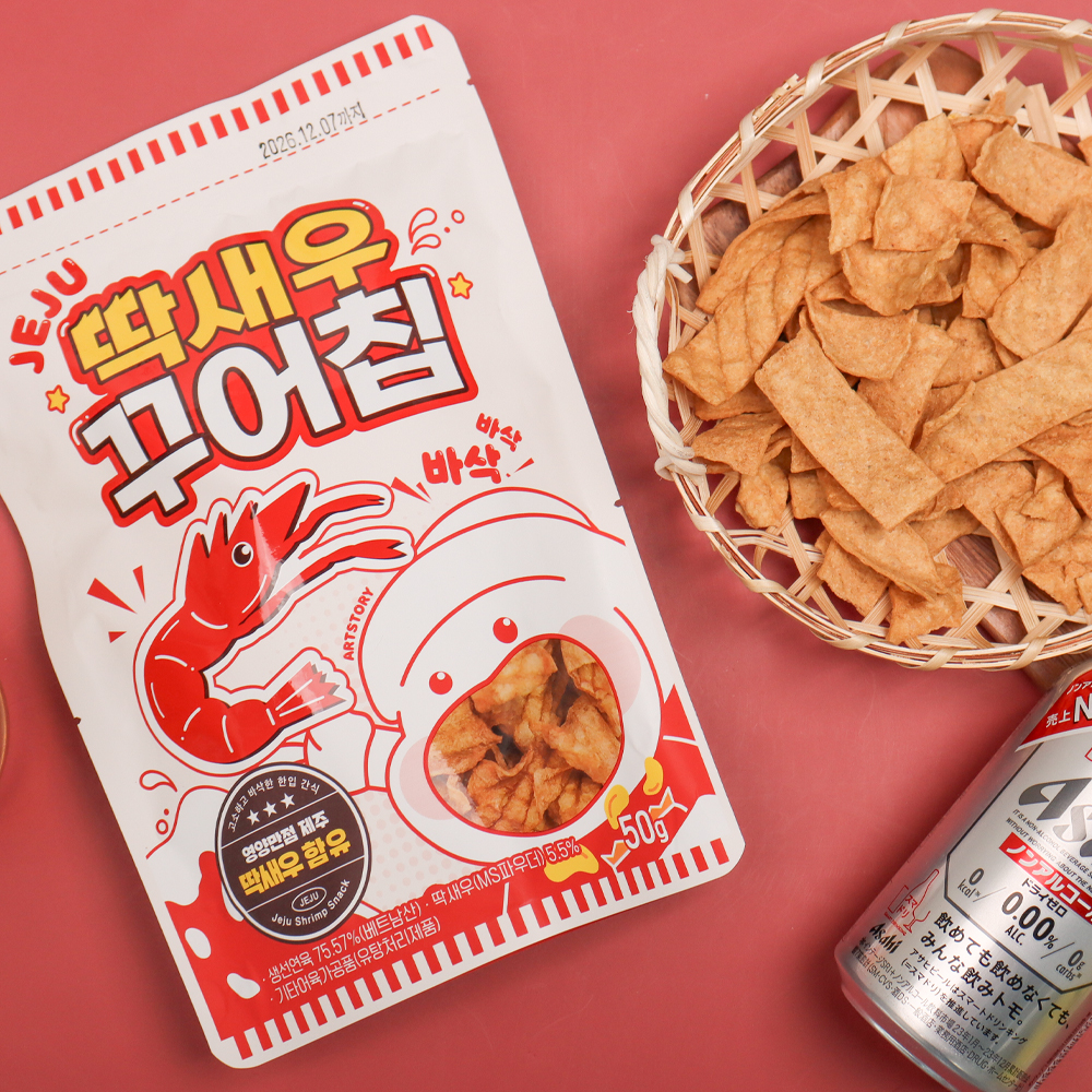 [1+1] 제주 딱새우 꾸어칩 1봉지 50g 제주기념품 맥주안주 어포튀각 새우칩 - 상세 이미지 4