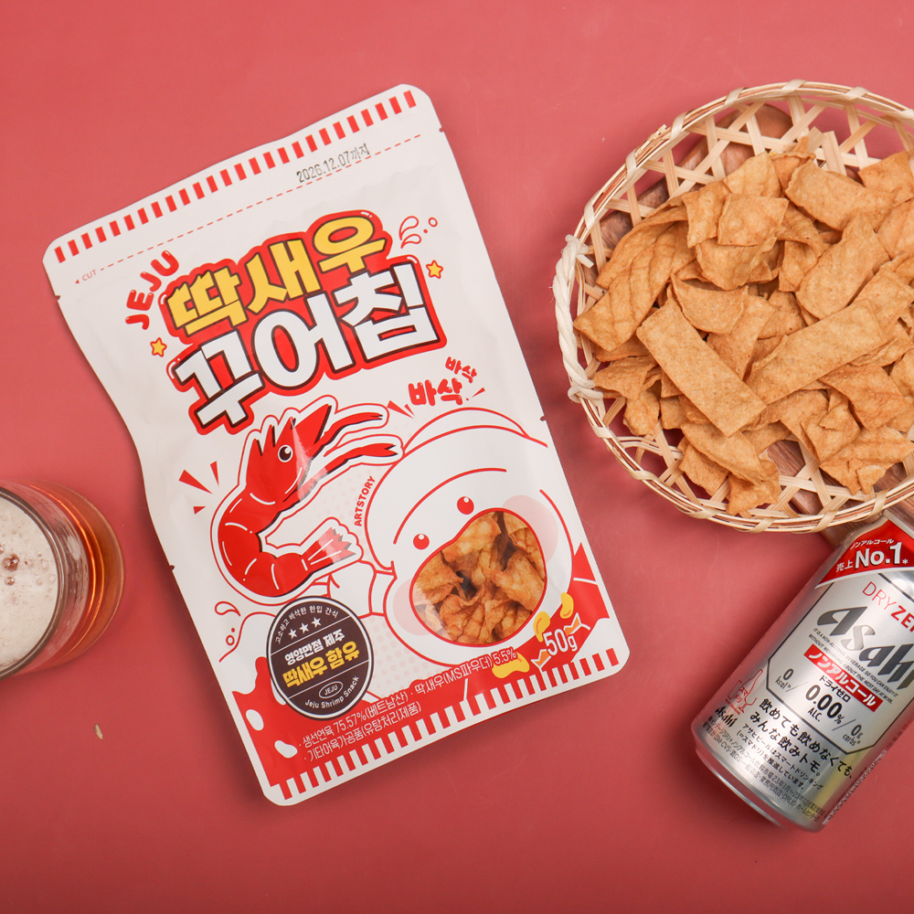 [1+1] 제주 딱새우 꾸어칩 1봉지 50g 제주기념품 맥주안주 어포튀각 새우칩 - 상세 이미지 5
