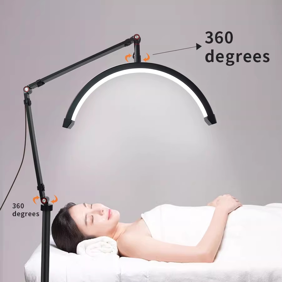 반달조명 뷰티샵 디자인 침실 스탠드 LED 램프 시술 16인치 검은색 스탠드형 - 상세 이미지 4