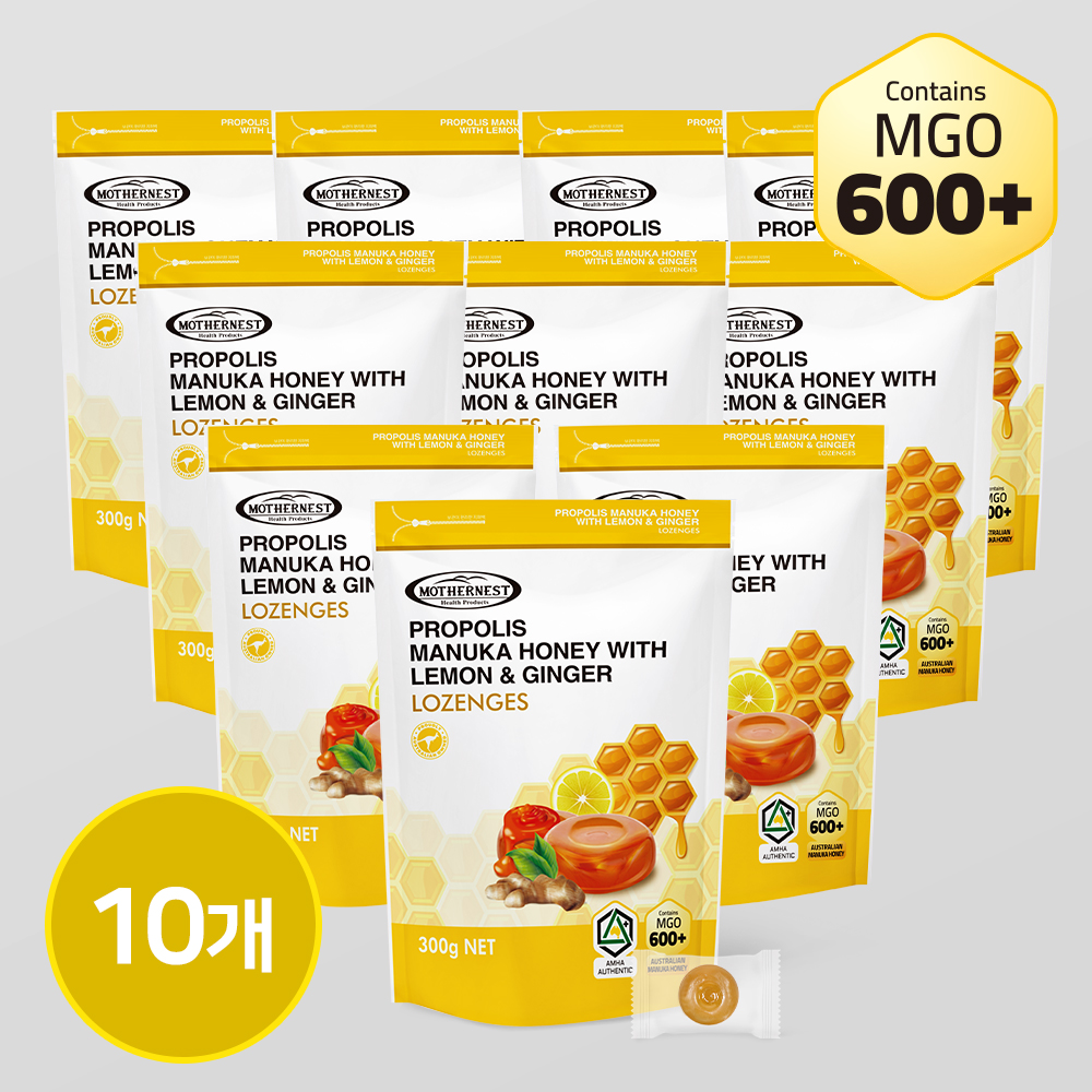 마더네스트 호주산 프로폴리스 마누카허니 레몬진저 캔디 (MGO600+) 300g, 10개 - 상품 이미지