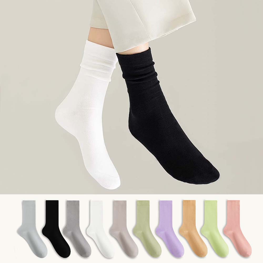 에멜강스 무압박 파스텔 면 양말 장목 무봉제 임산부 산모 돌돌이 무지 긴 검정 흰 양말 이미지