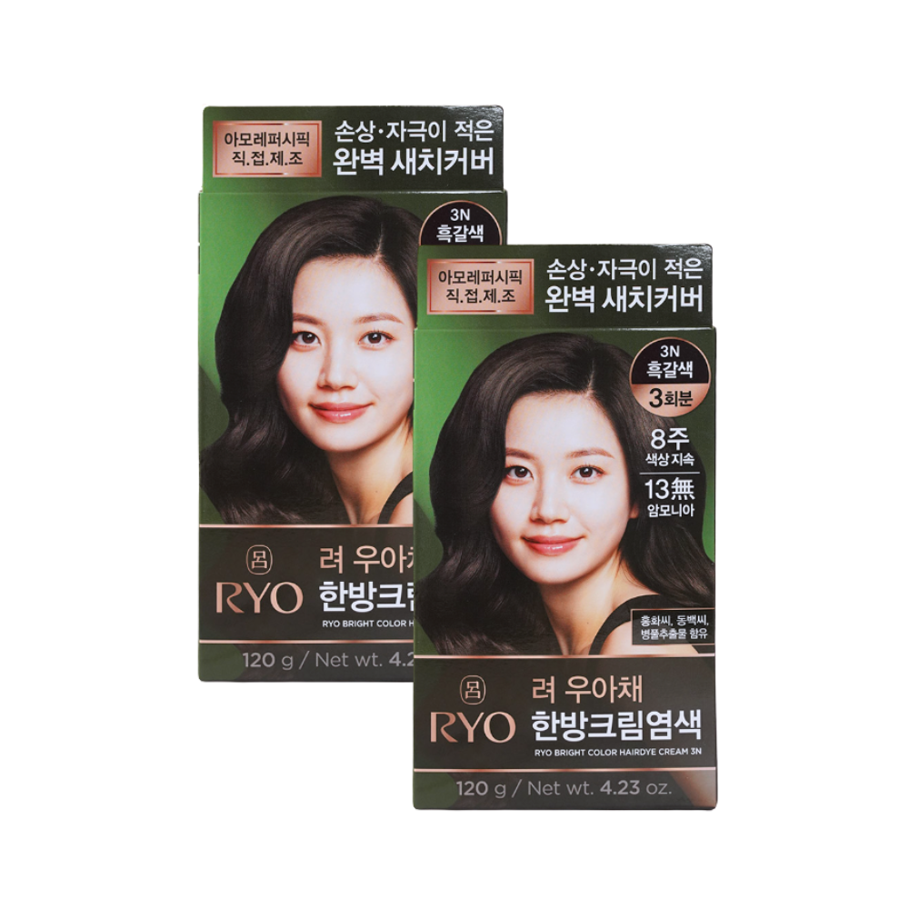 려 우아채 한방크림염색 3N 흑갈색 120g x2개 - 상품 이미지