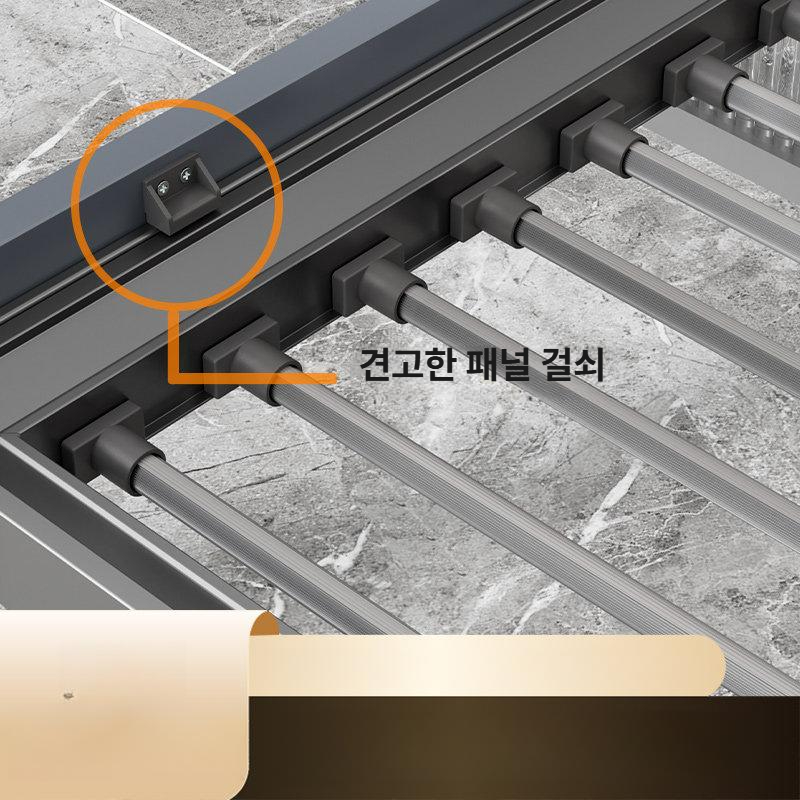 인출식 빨래건조대 빌트인 접이식 가로형 언더레일 슬림 오피스텔 옷걸이 선반 - 상세 이미지 4