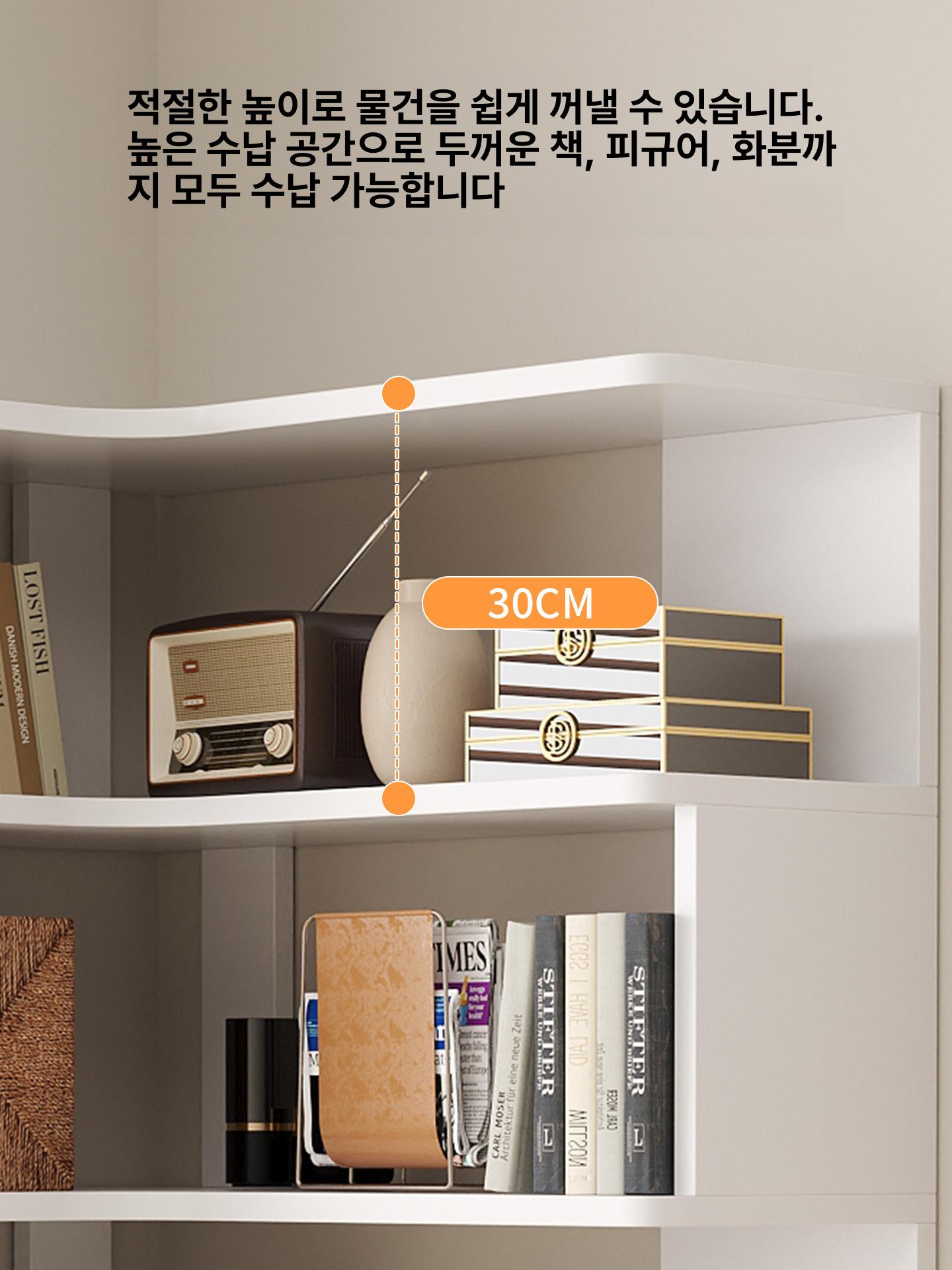 회전식 책장 슬림 우드 360도 돌림형 북케이스 원목 수납장 컴팩트 책꽂이랙 - 상세 이미지 4